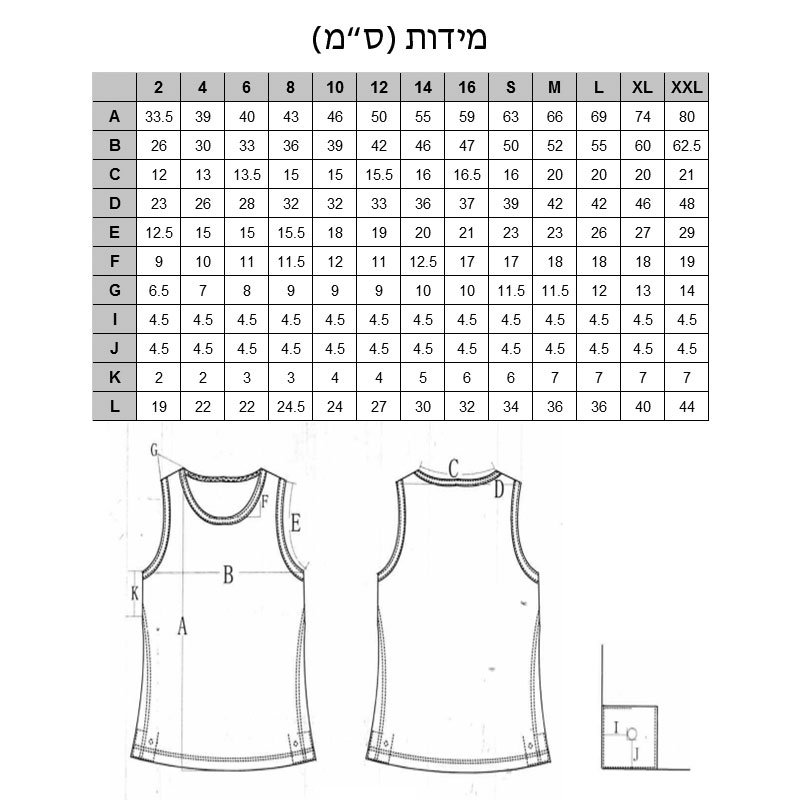 מידות גופיות ציצית